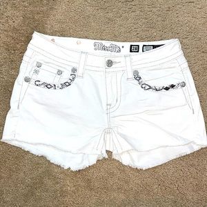 White Miss Me Bling Signature Shorts